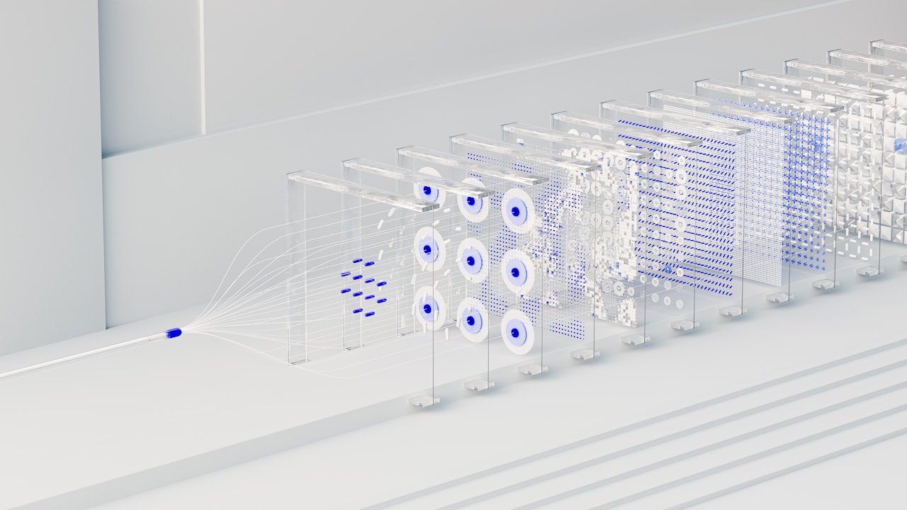 Data center server racks — Opus 4.7 inference infrastructure