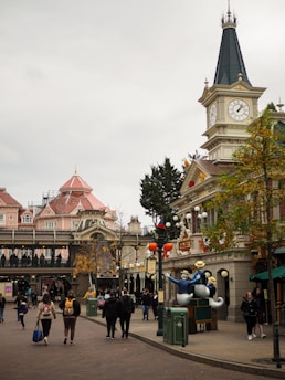 a clock tower in a city