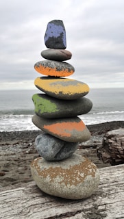 a stack of rocks on a beach