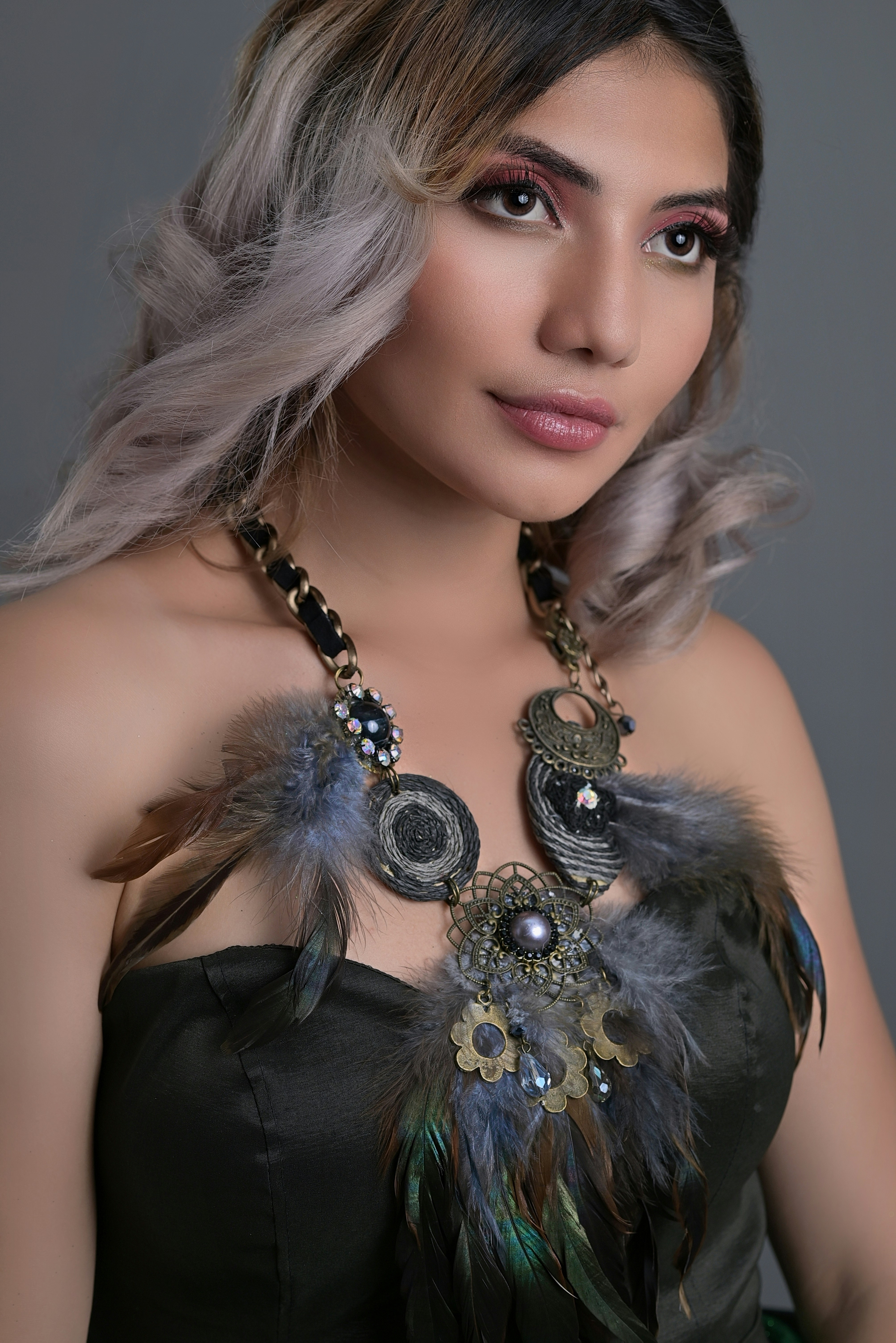 a woman with long hair