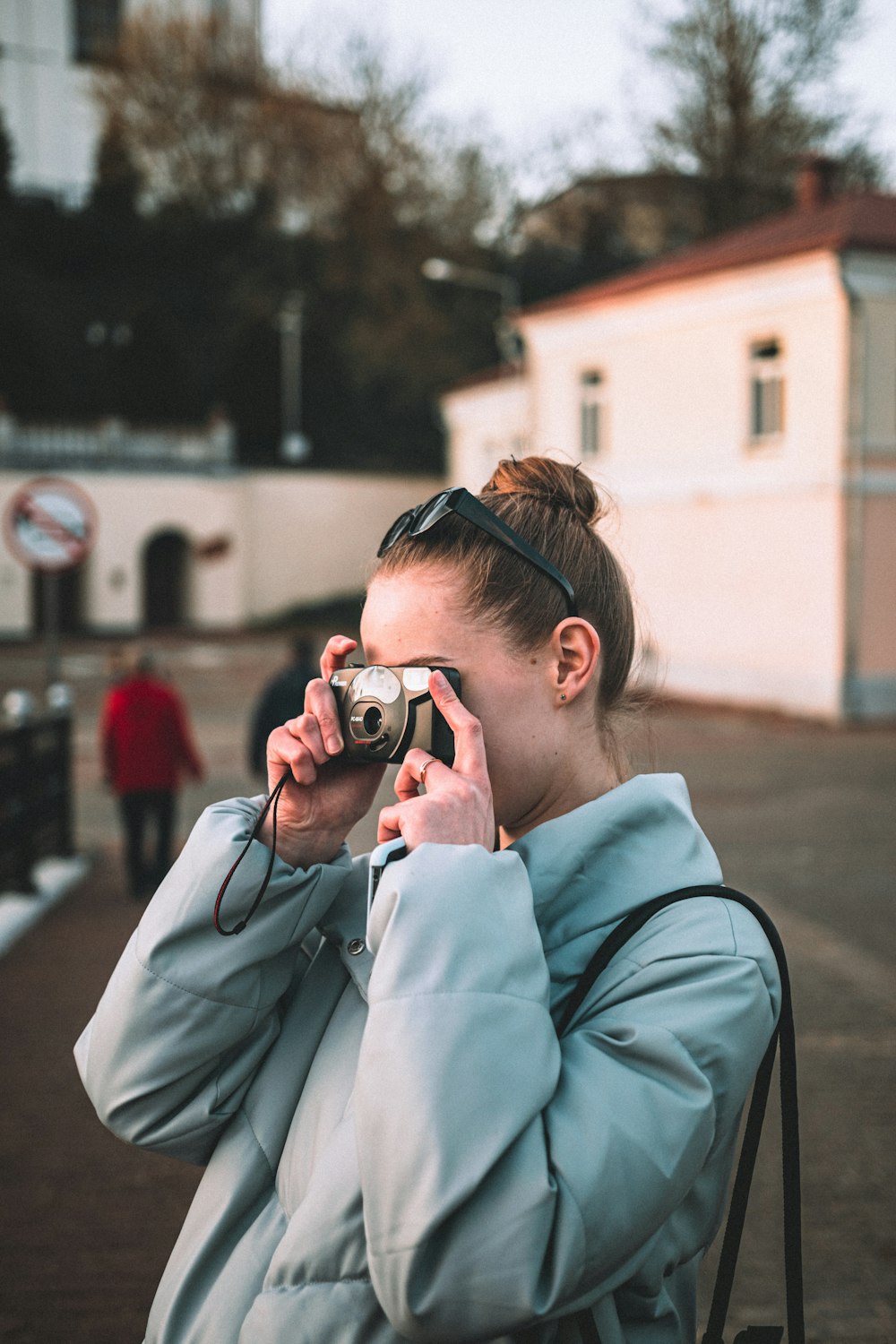 a man holding a camera