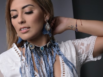 a woman with her eyes closed