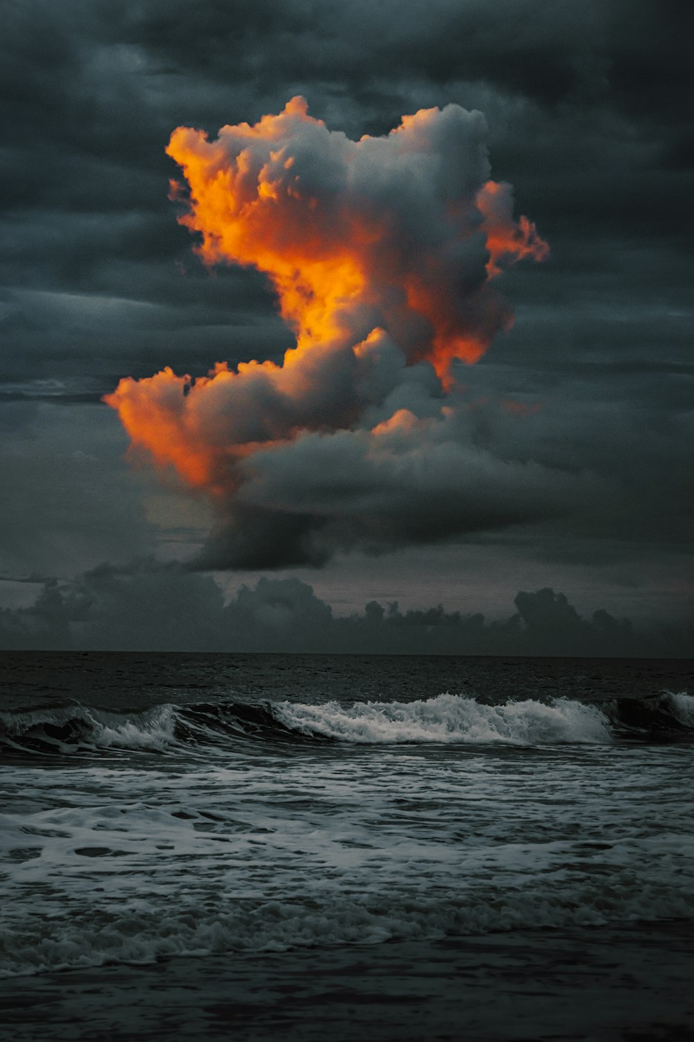 a large explosion in the ocean