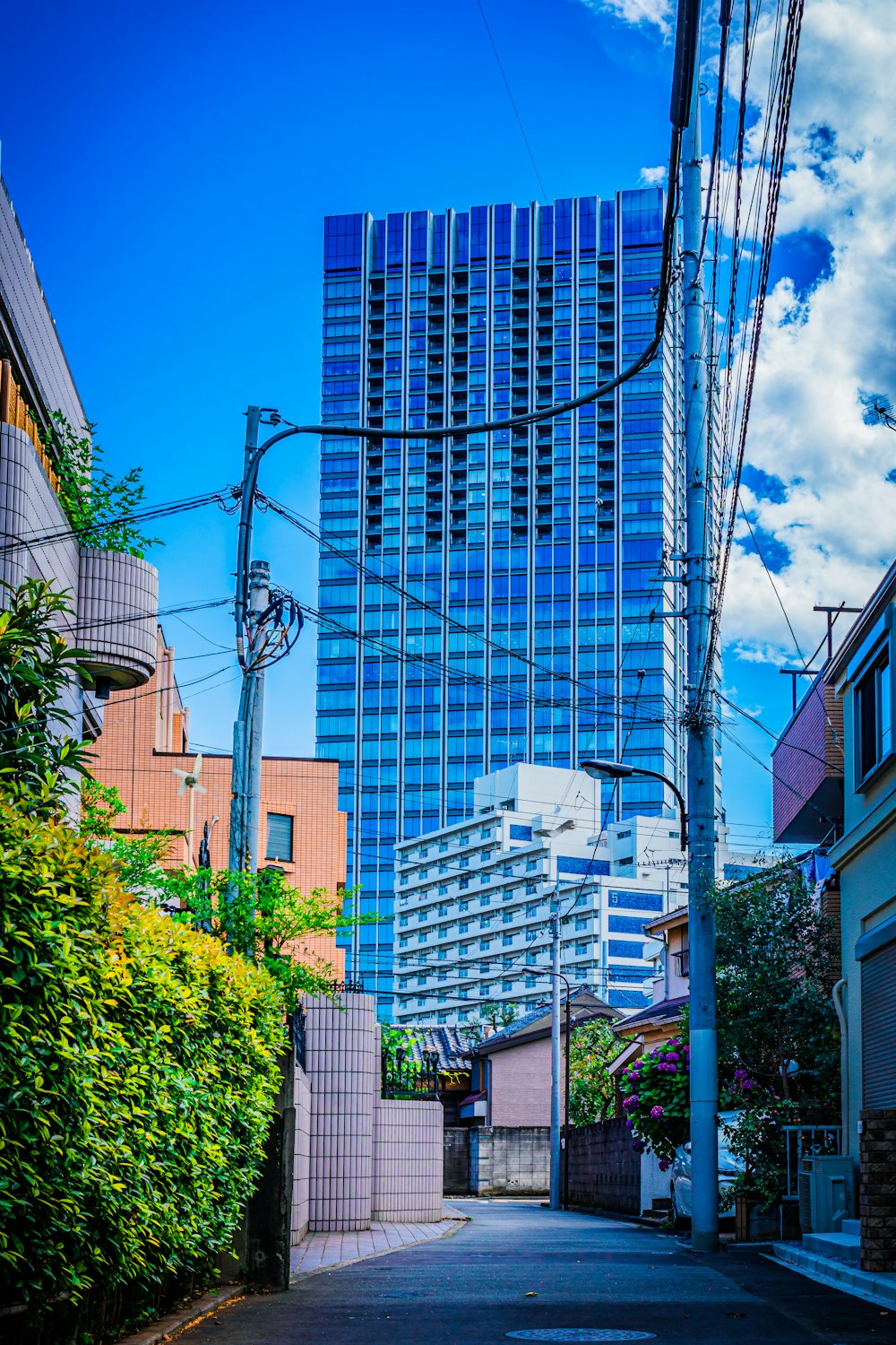 a tall glass building