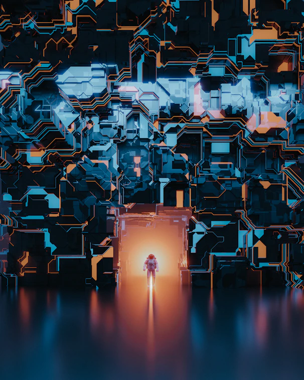 a person standing in front of a large pile of metal