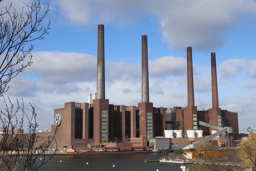 a building with smokestacks