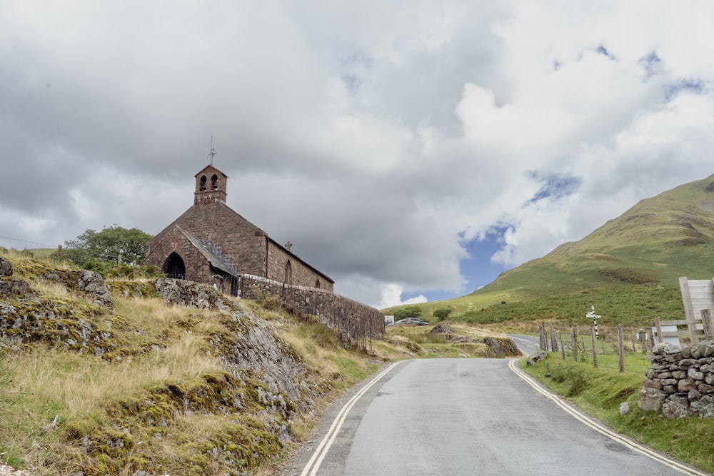 a road leading to a church