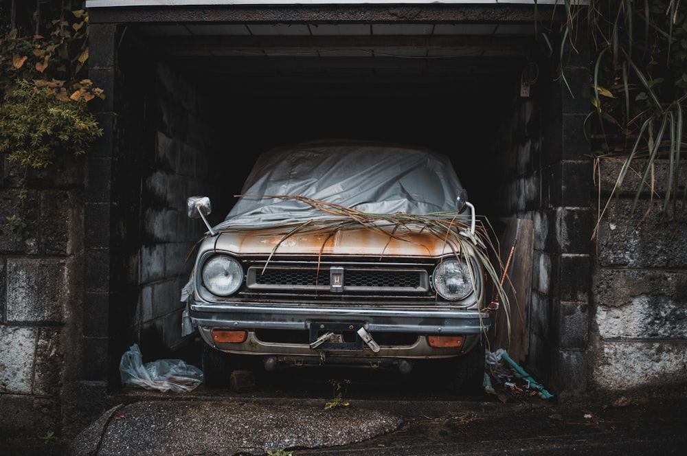 a car in a garage