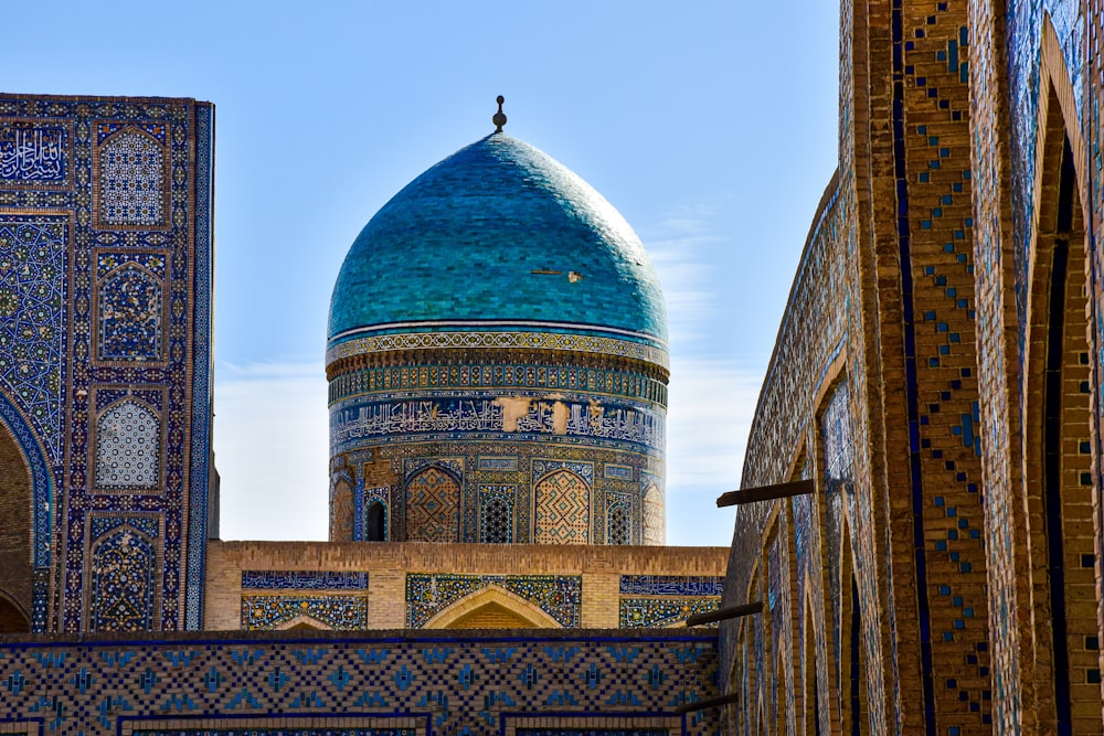 a domed building with a blue dome