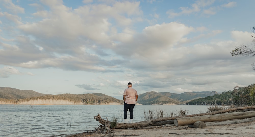 a man standing on a beach