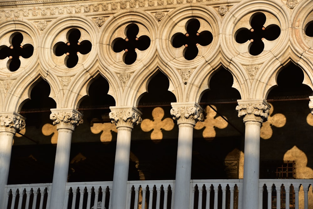 a building with many arches and columns