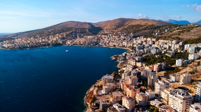 a city next to a body of water