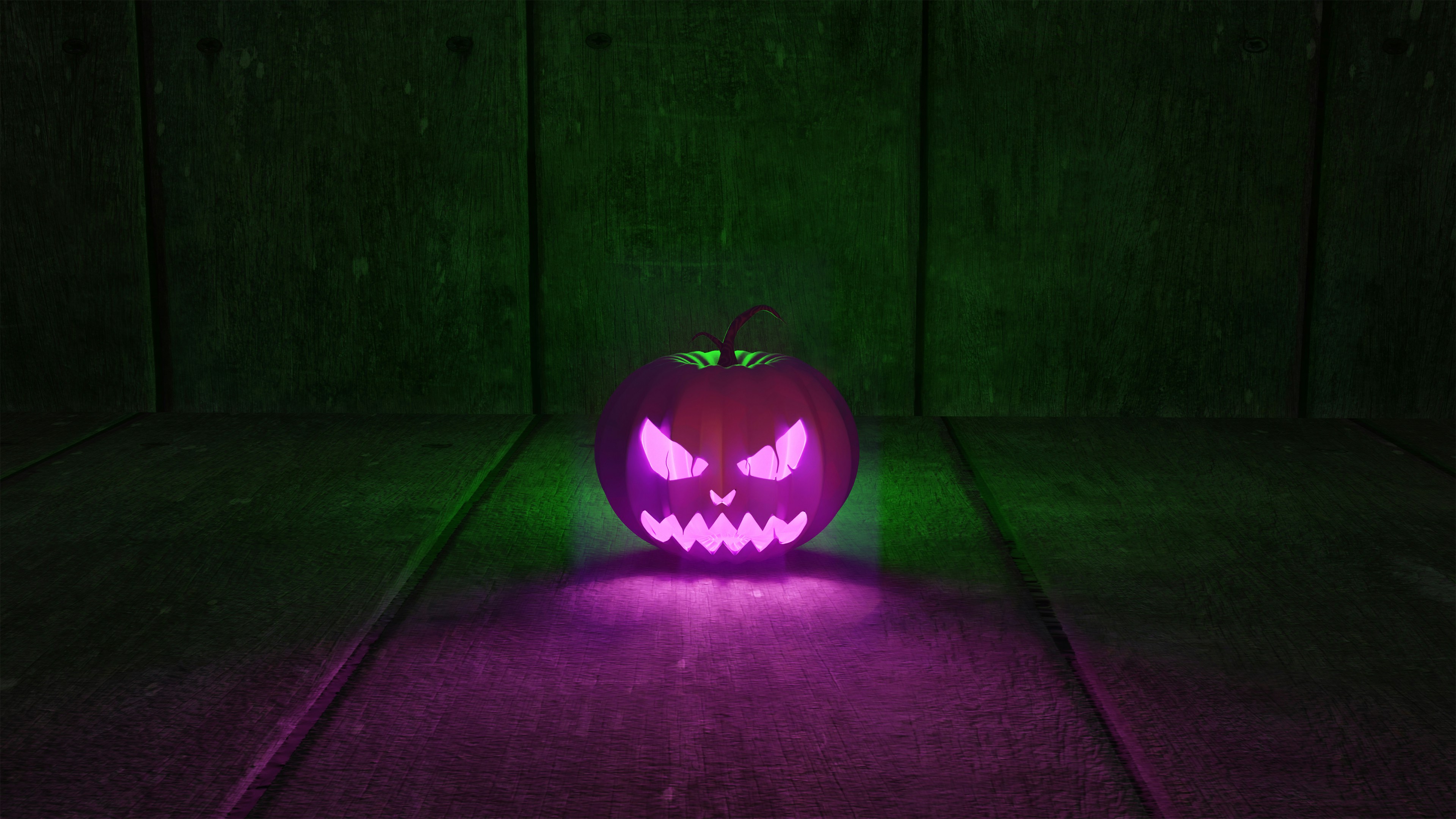 a carved pumpkin on a wooden surface