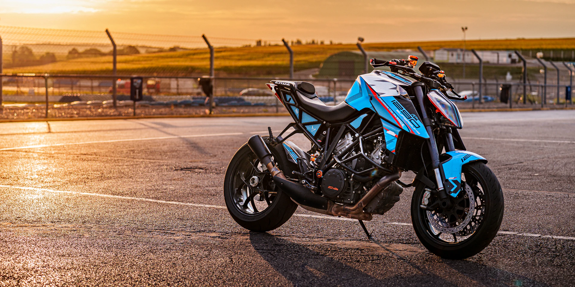 a motorcycle parked on a road