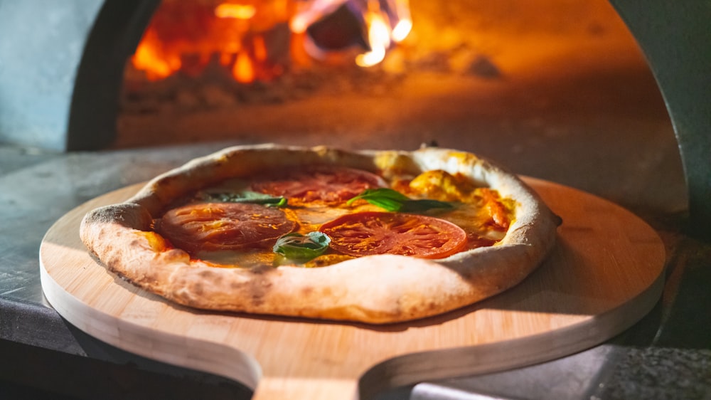 a pizza on a pan