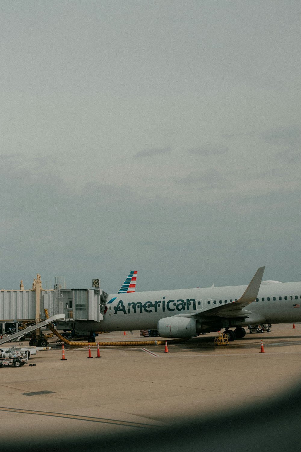 an airplane is parked at an airport