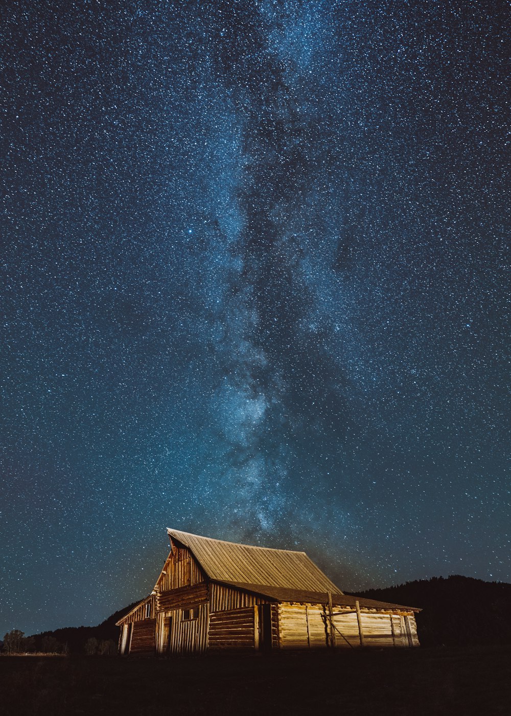 a house under a starry sky