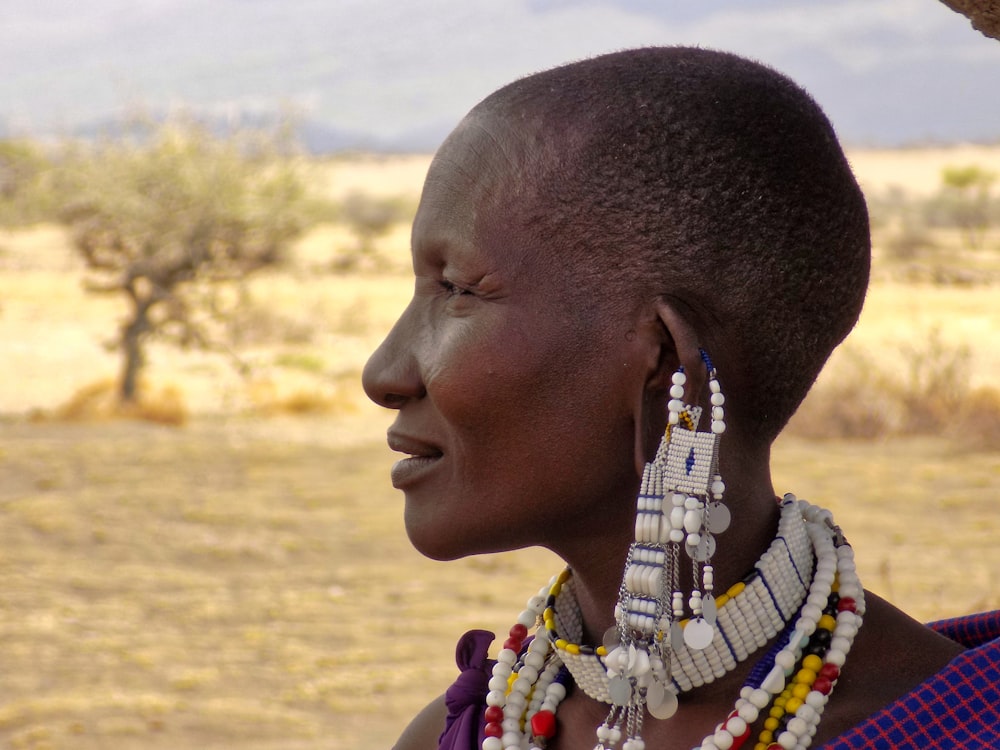 a person wearing a colorful head scarf