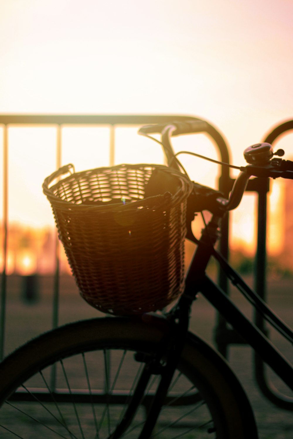 a basket on a bicycle