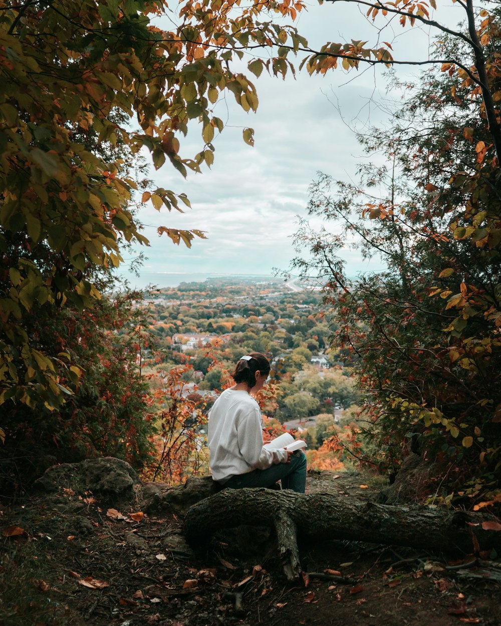 a man sitting on a rock