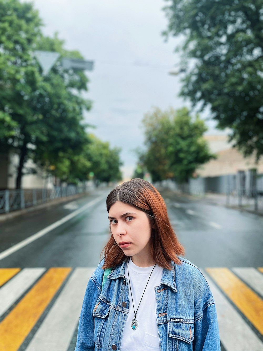 a person standing on a road