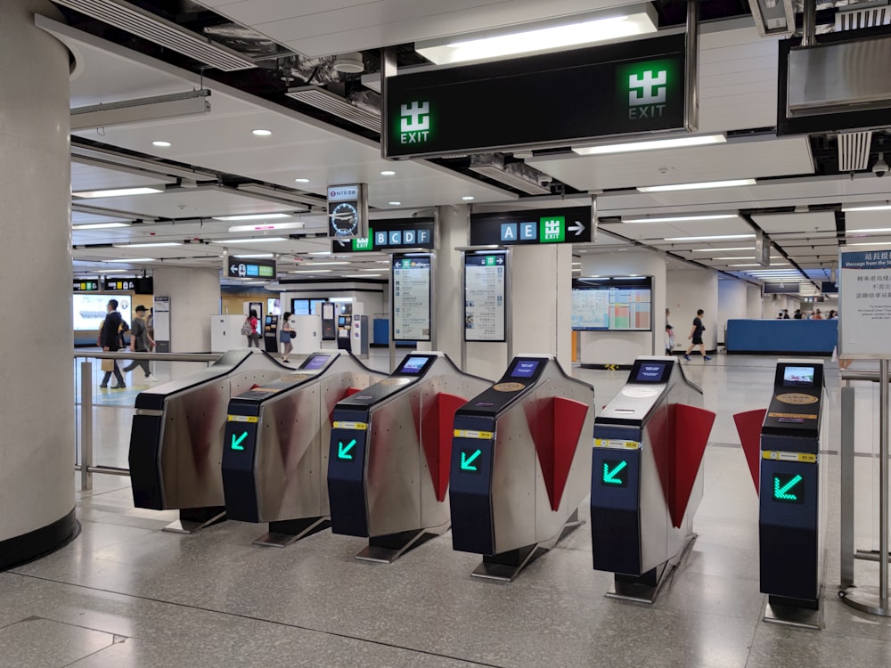 a row of cash register machines