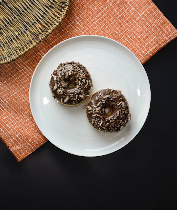 Chocolate donuts on a plate