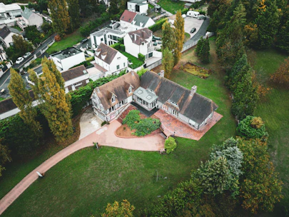 aerial view of a large building