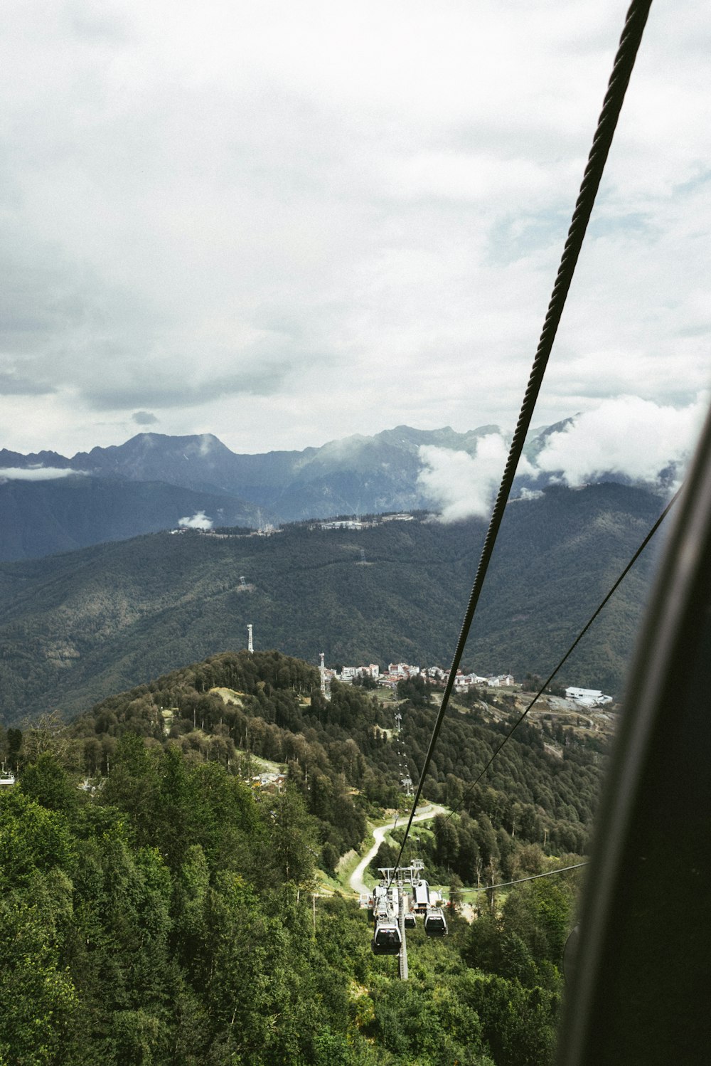 a view of a city from a high up in the air