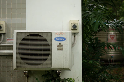 a white box with a vent
