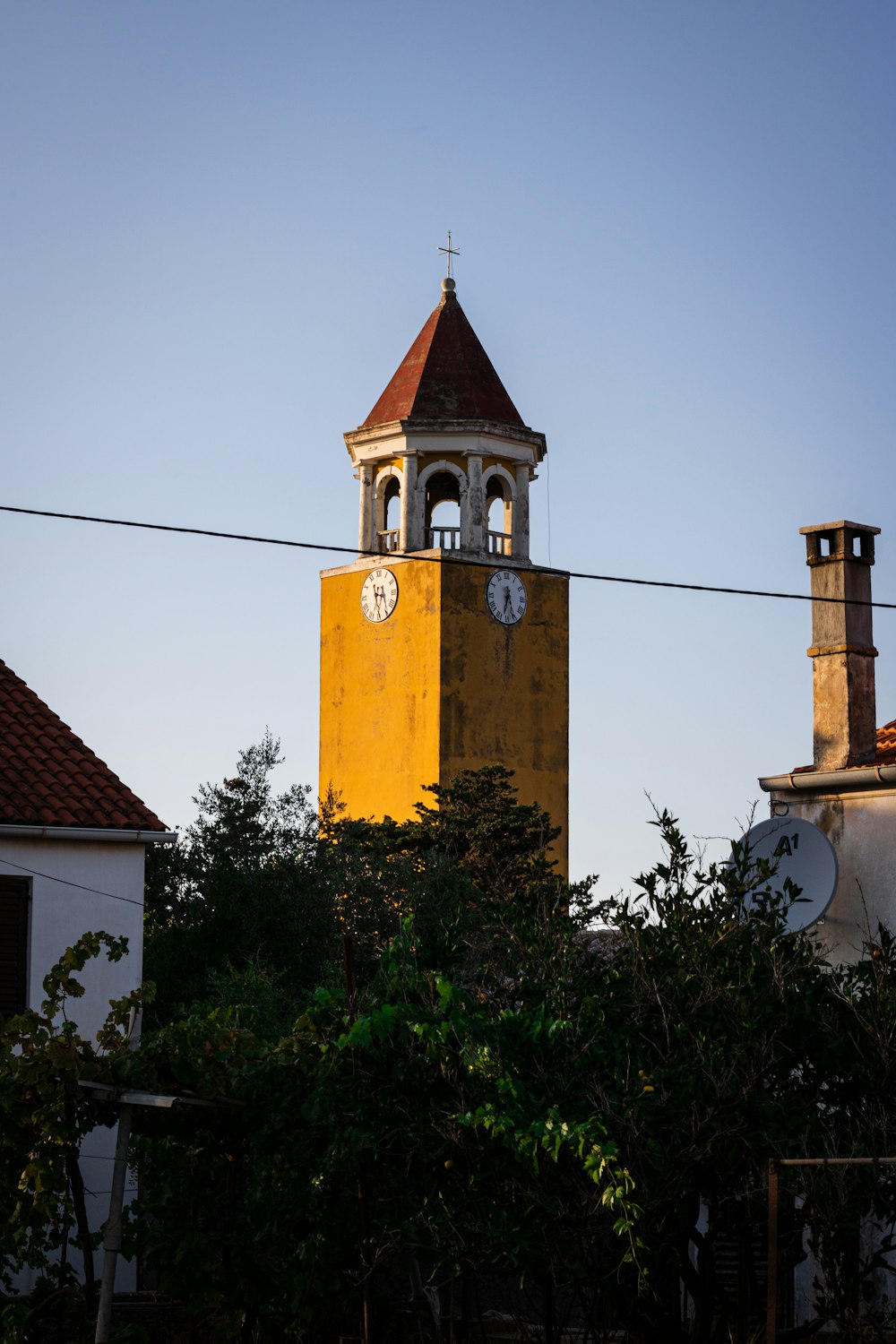 a clock tower with a bell