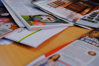 a close-up of several magazines
