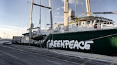 September 15, Greenpeace Day, Large white boat with Greenpeace written on the side