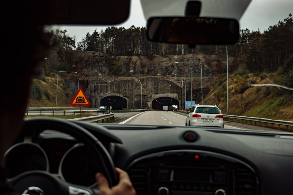 a car driving on a road