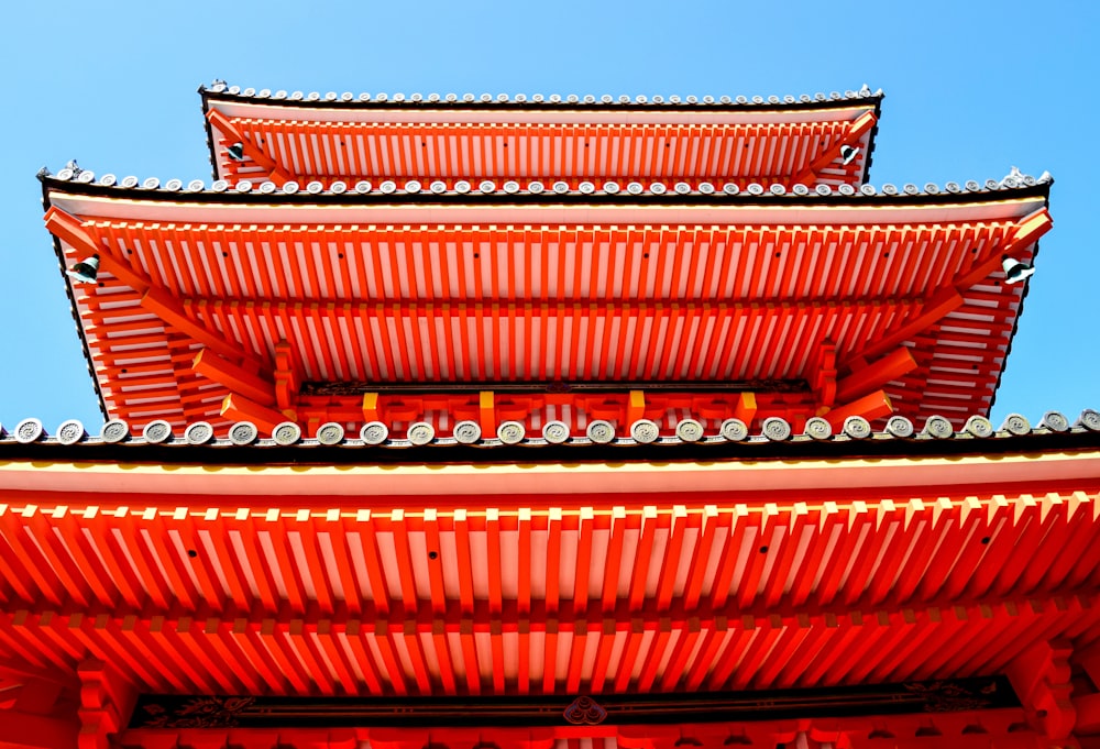 a red asian building
