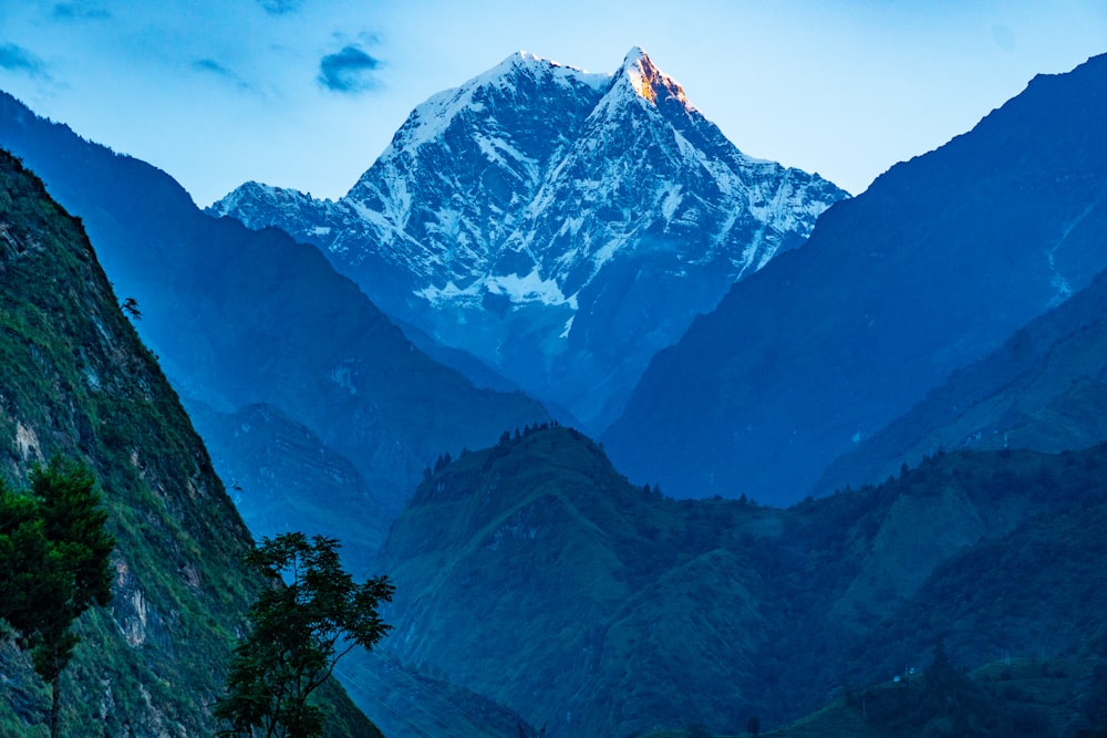 a mountain with snow