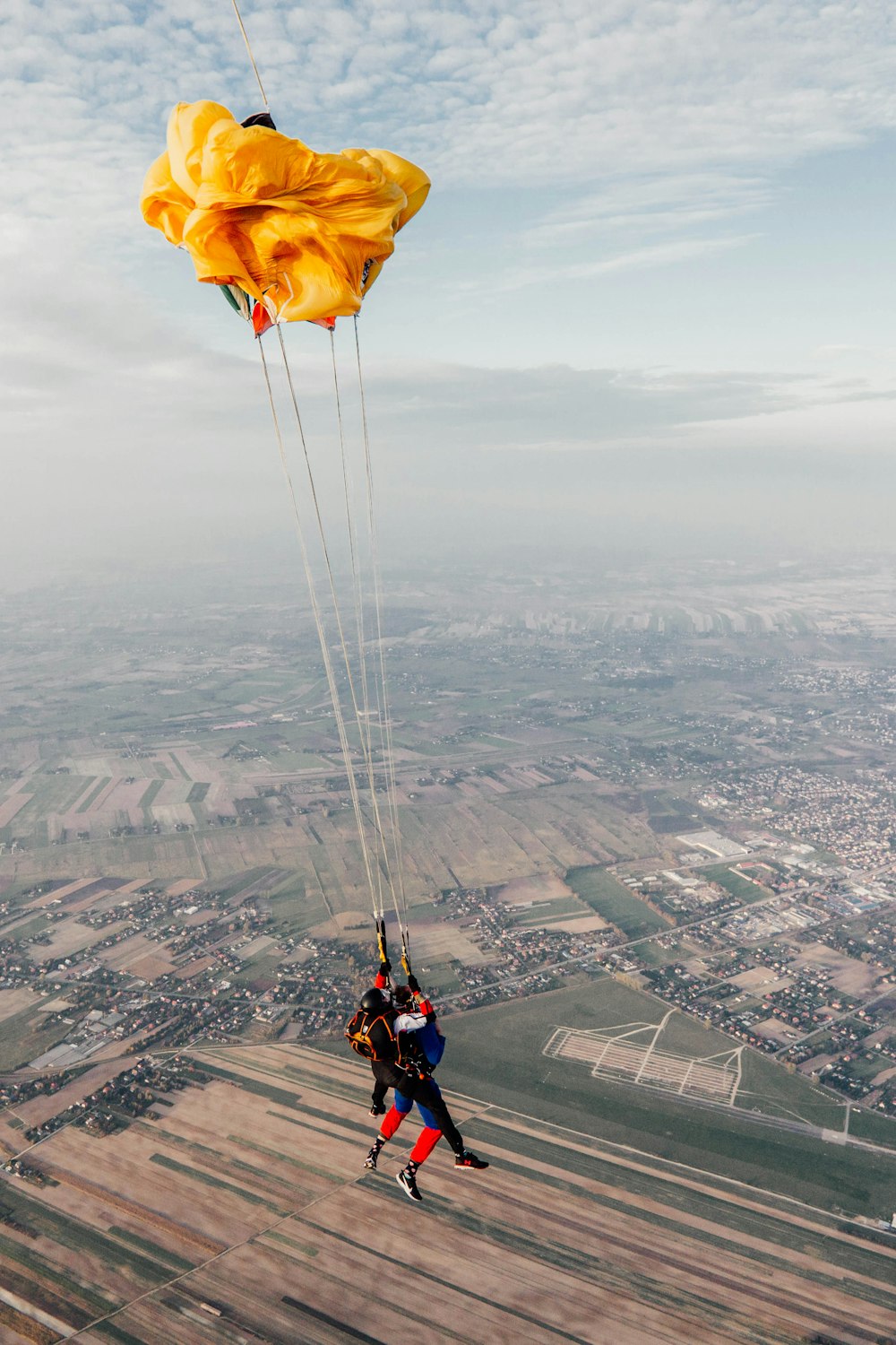 a person parachuting in the air