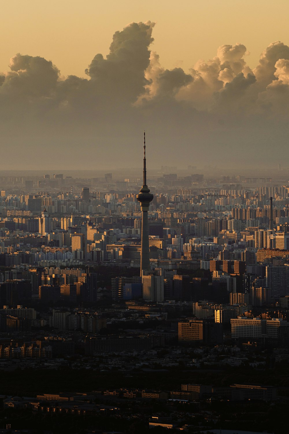 a tall tower in a city