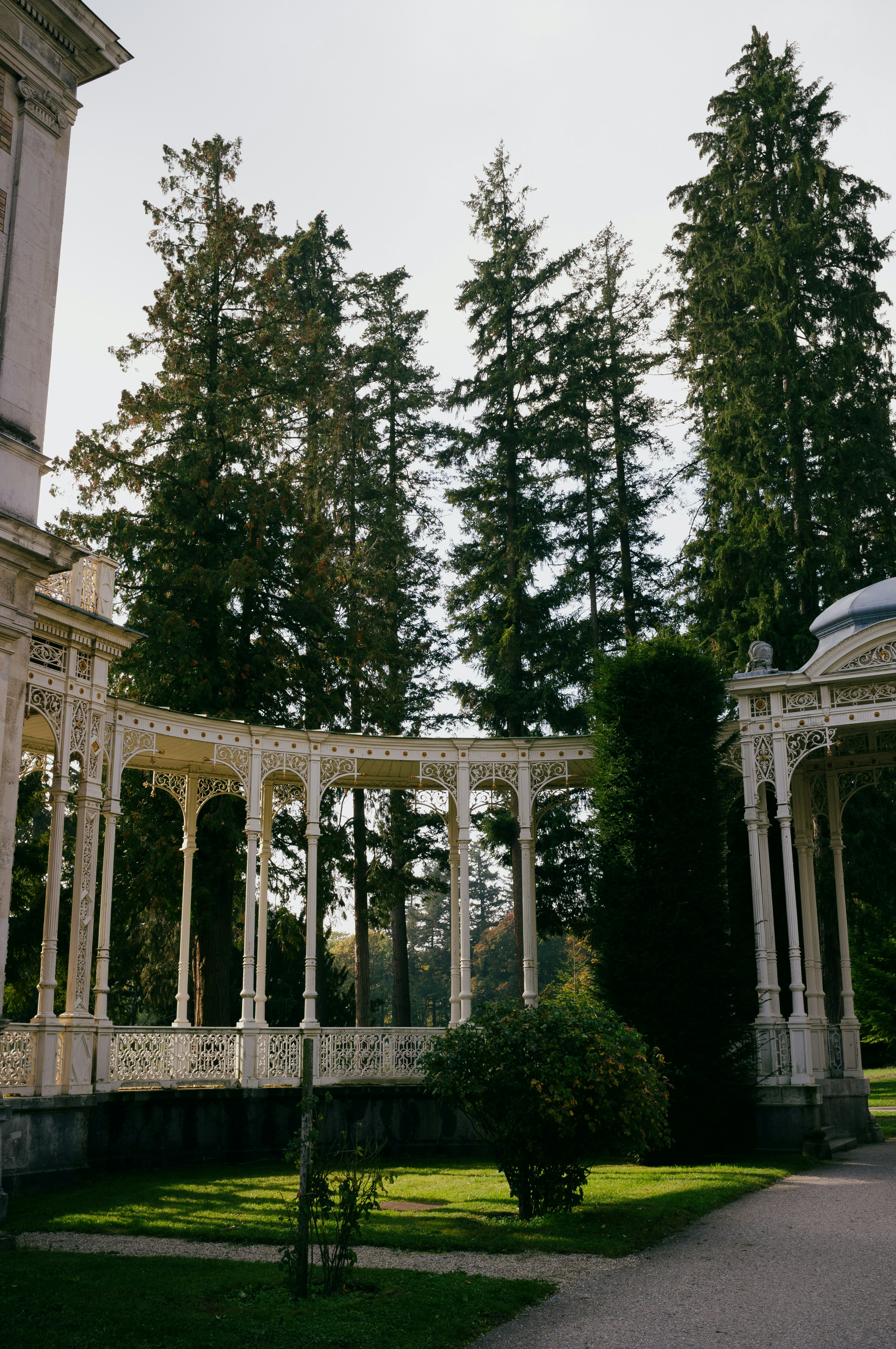 a large stone structure with pillars