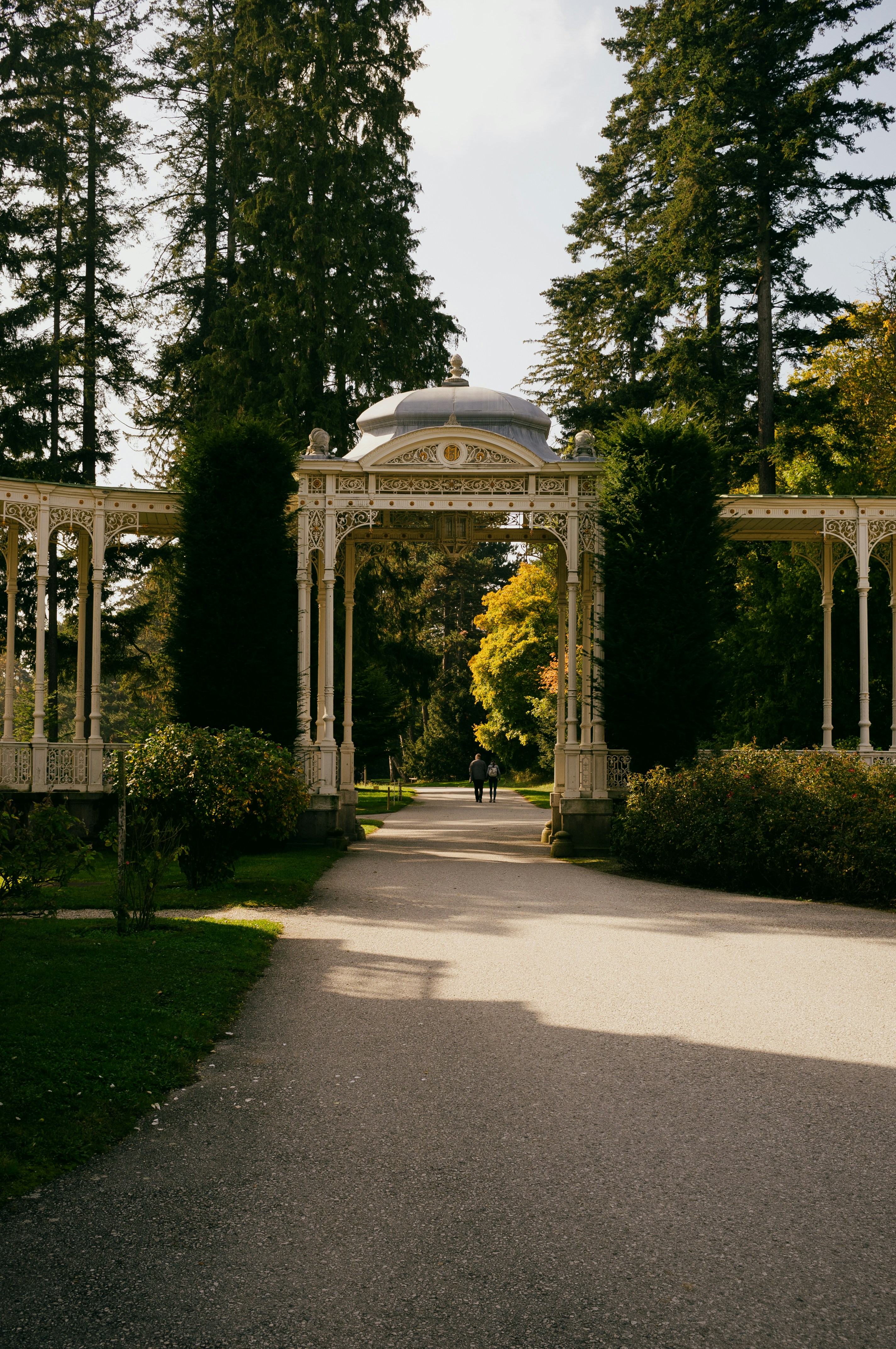a person walking through a gate