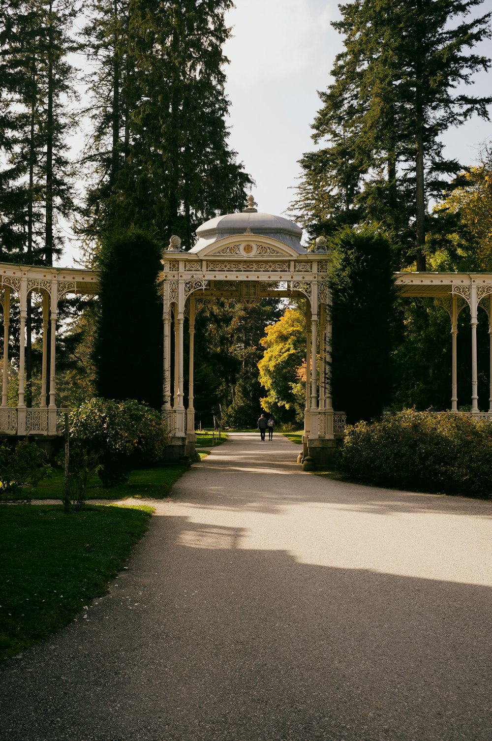 a person walking through a gate