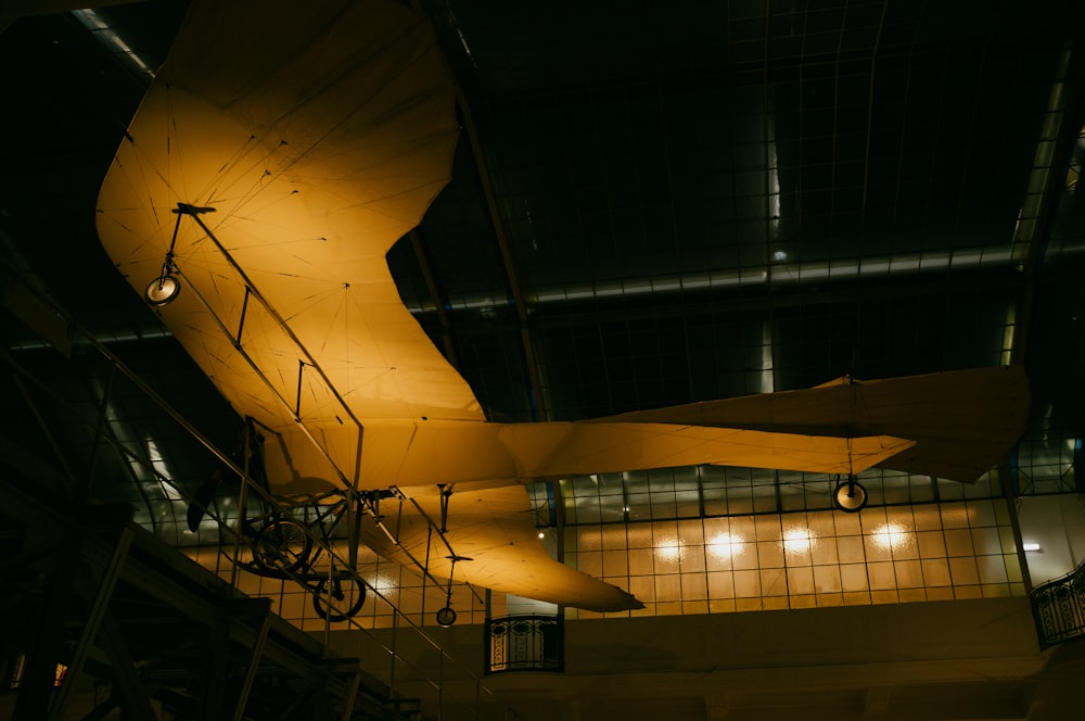 a plane in a hangar