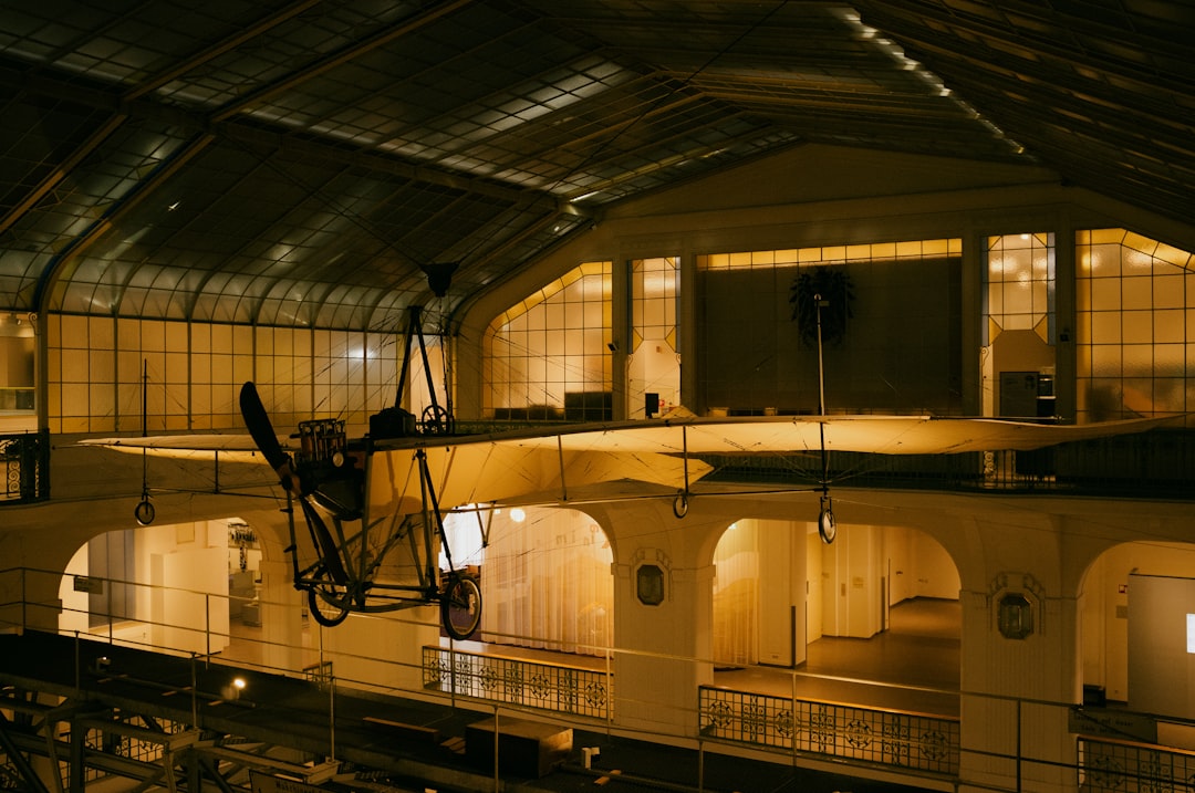 a plane in a museum,
