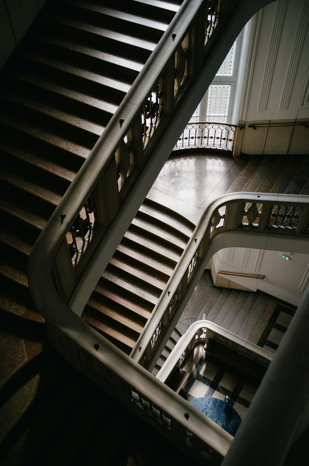 a staircase with people on it