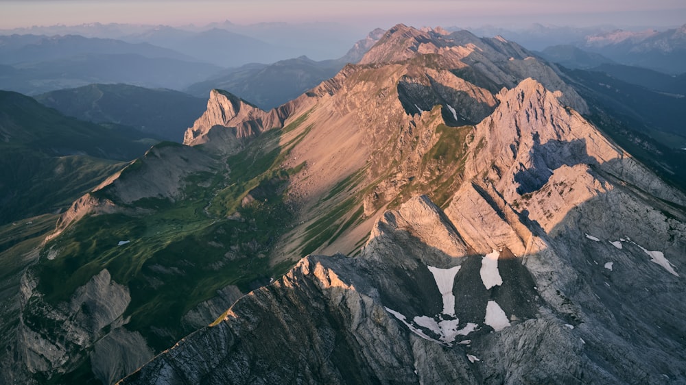 a mountain range with snow