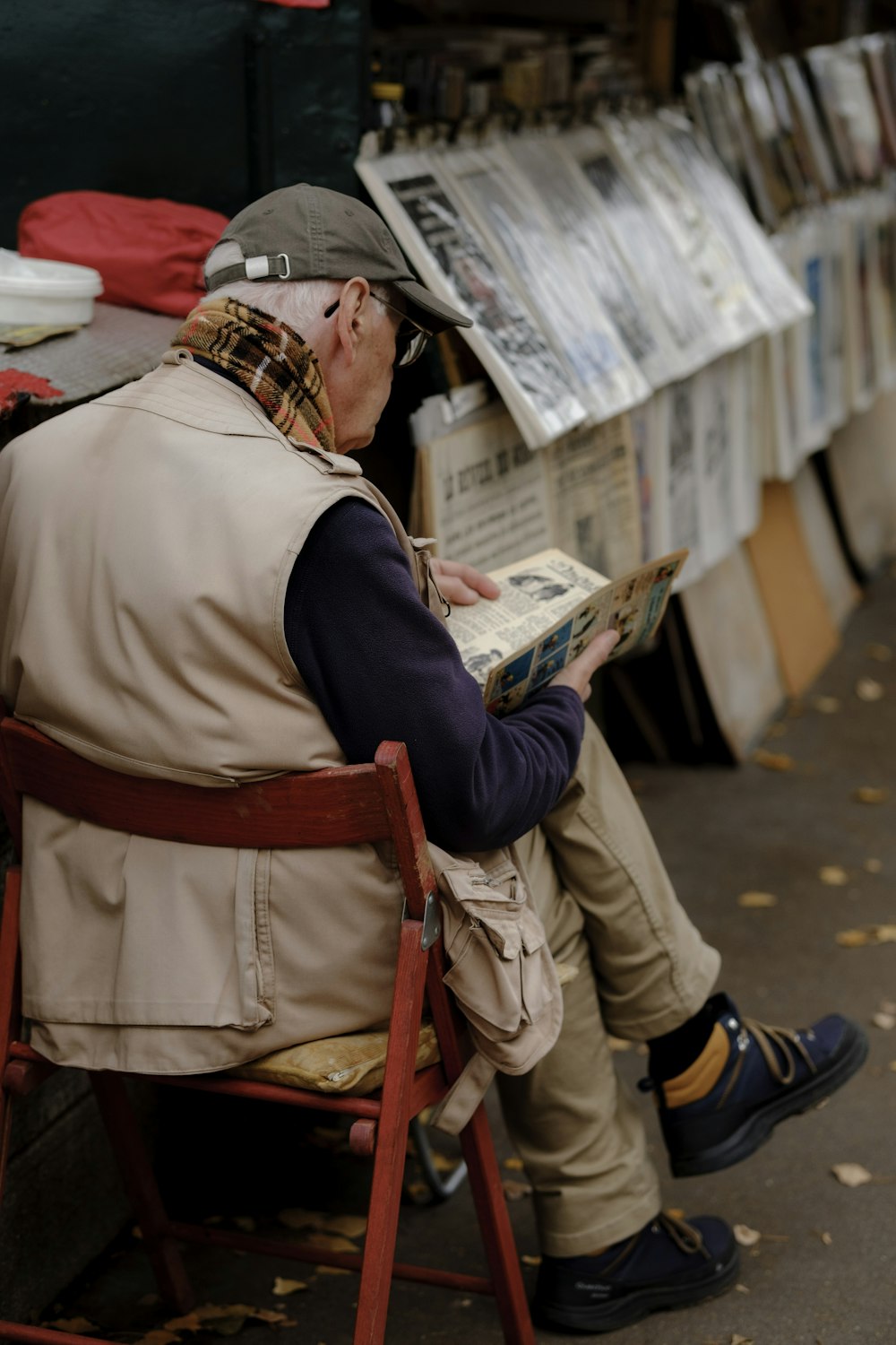 a man reading a newspaper