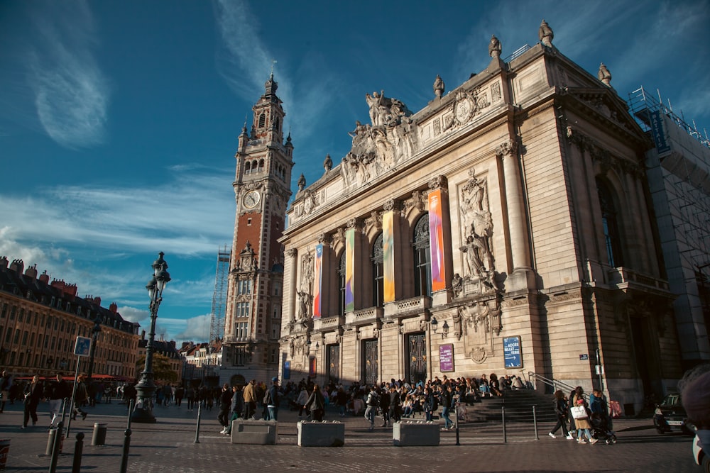 a large building with a clock tower