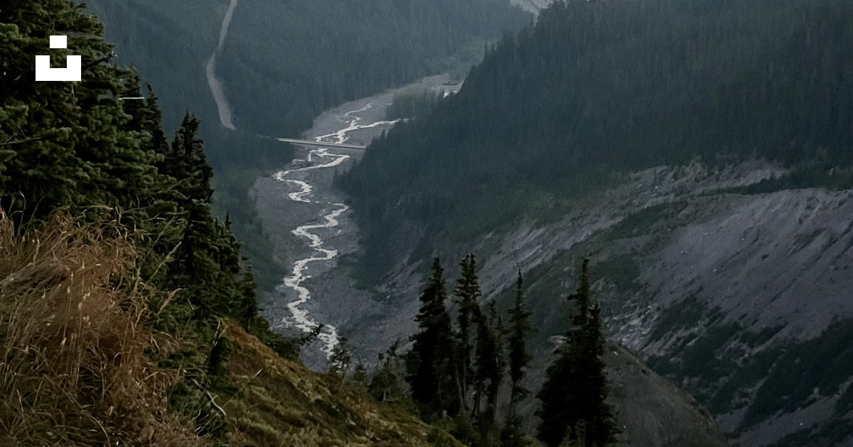 A river running through a valley photo β Free Mount rainier Image on ...