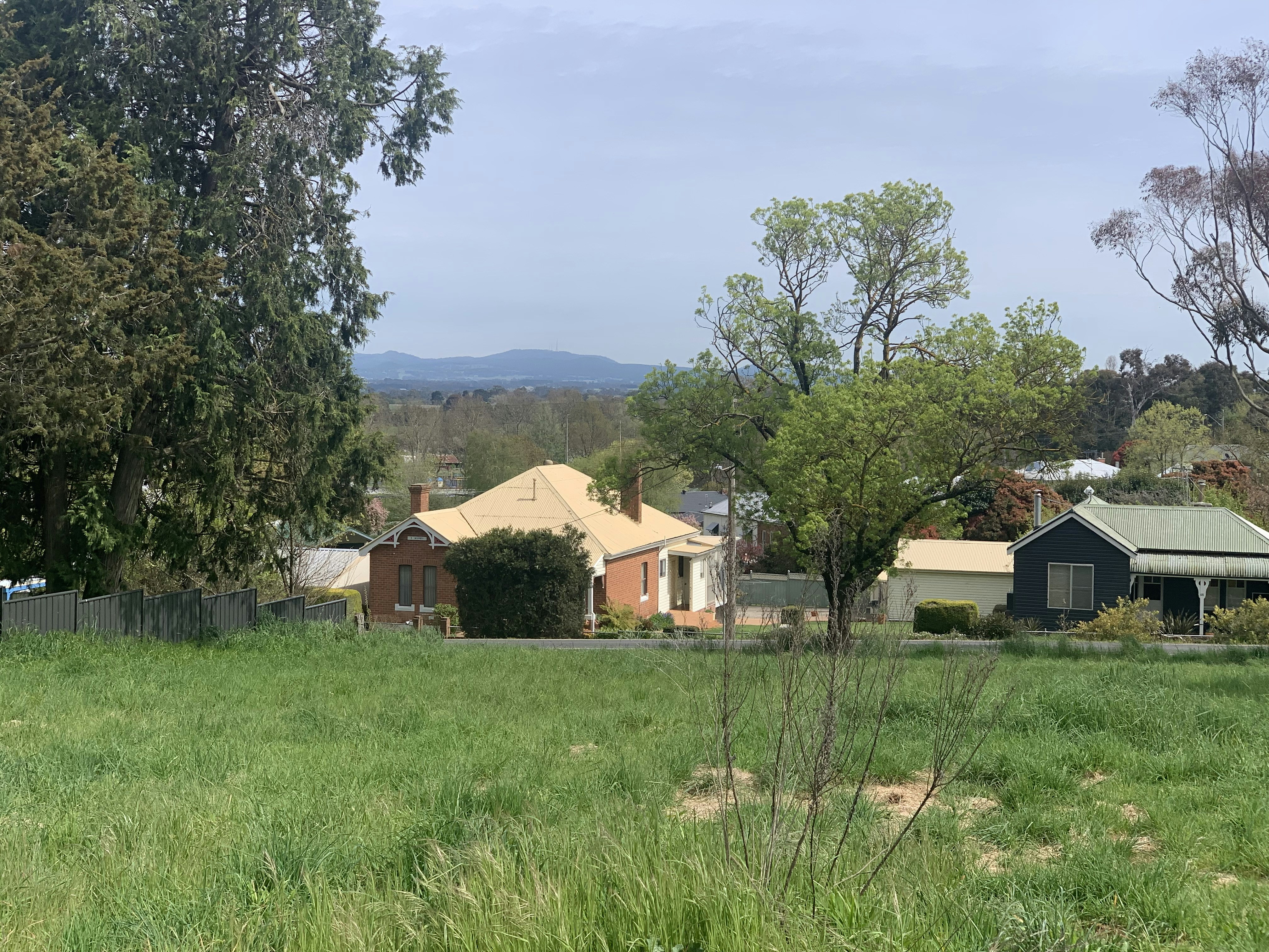 A scenic view of a suburban neighborhood.