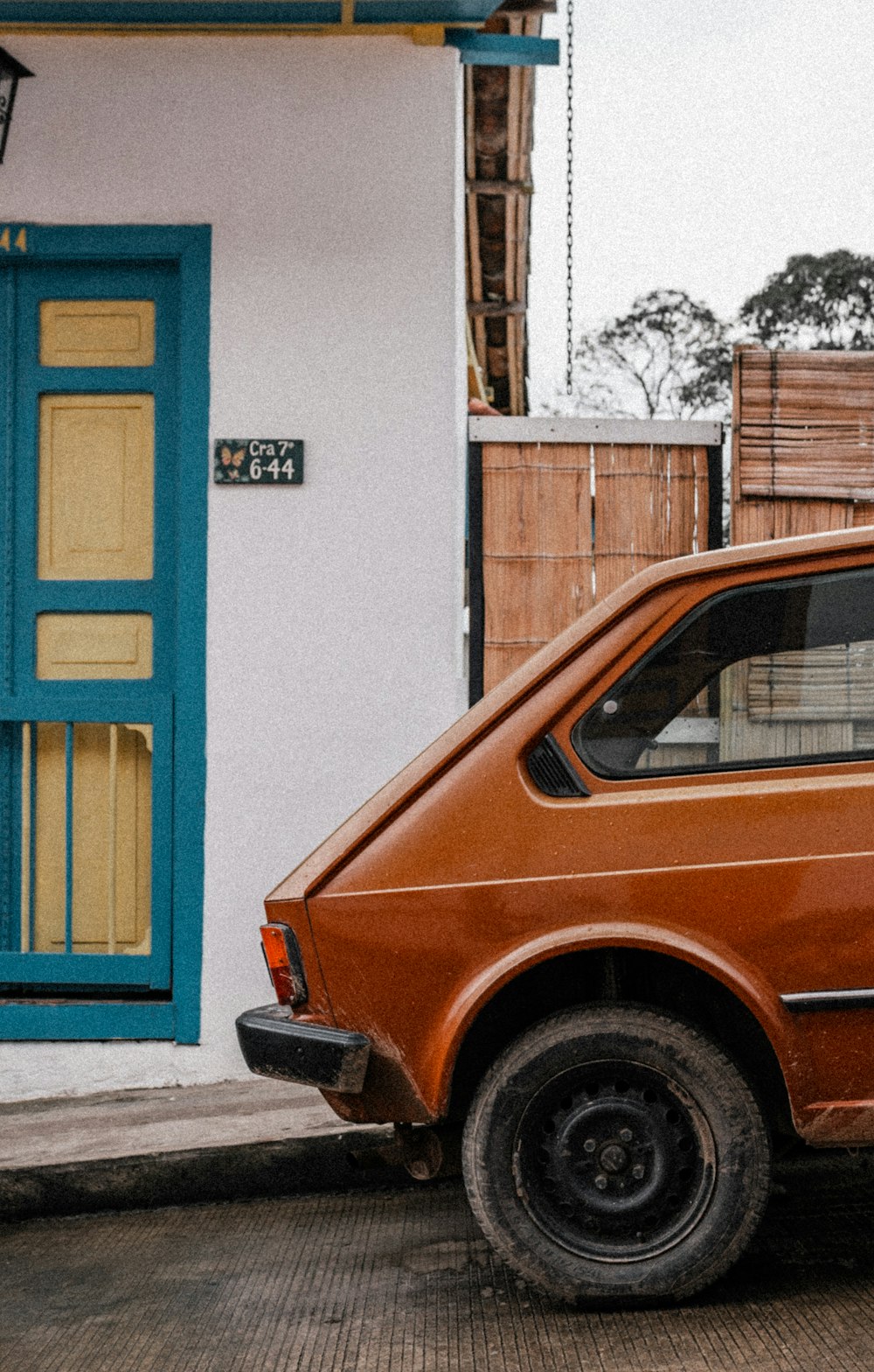 a car parked outside a building